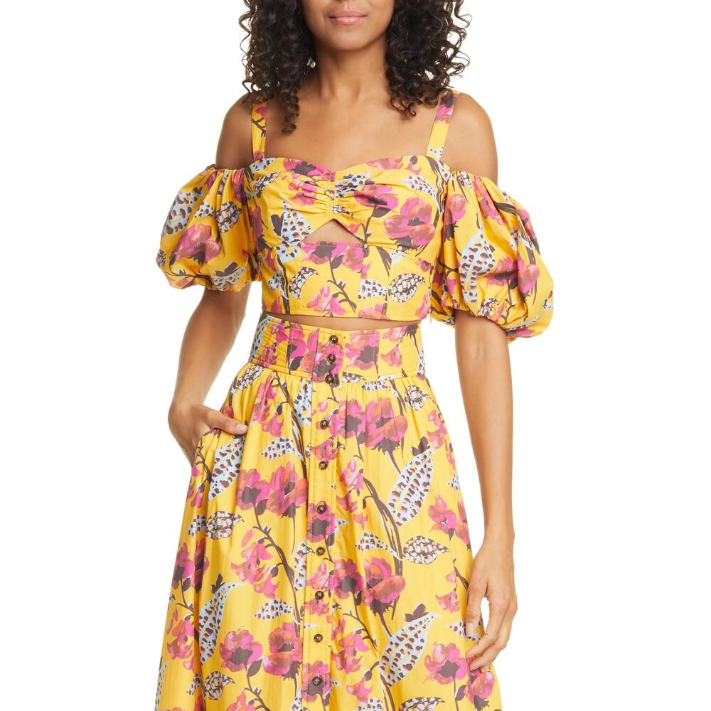 New A.L.C. Melody Floral Top in Yellow Multi Women's Size 0